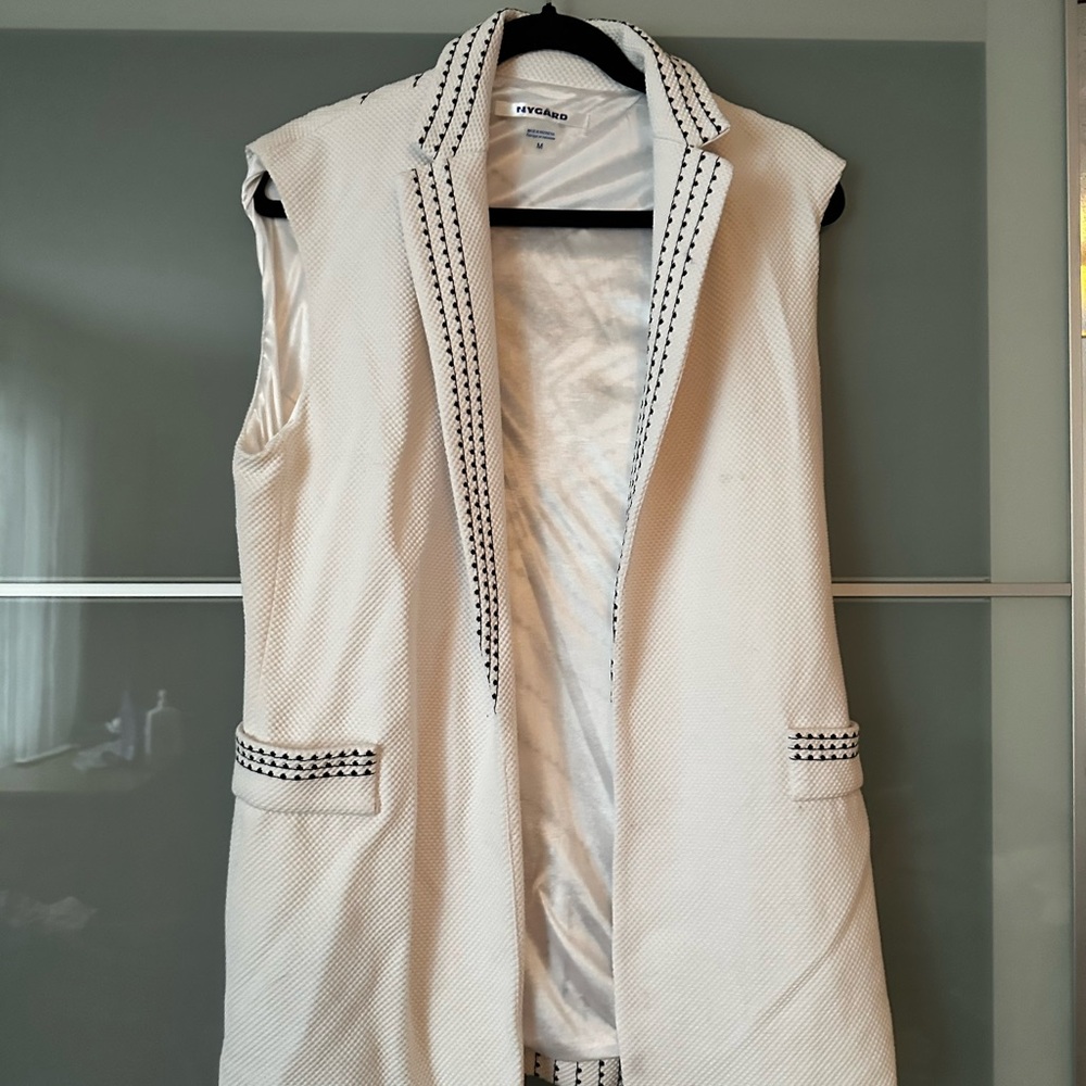IVKO Women's Elegant Cream Vest with Black Accents